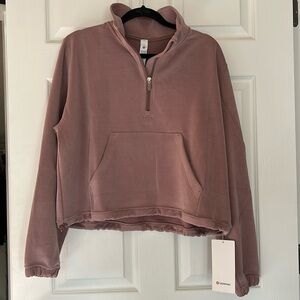 Lululemon Brushed Softstreme Half Zip Pullover Rose Blush Size 12 NWT